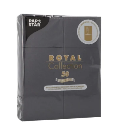 Product foto van Servetten papier zwart 40x30 cm set van 50 ROYAL Collection
