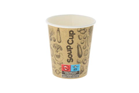 Product foto van Kartonnen soepbekers "Veggie" 230ml Ø80mm 8oz