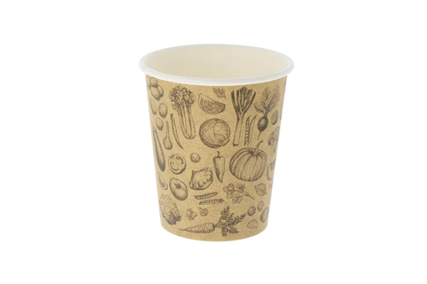 Product foto van Kartonnen soepbekers "Veggie" 230ml Ø80mm 8oz