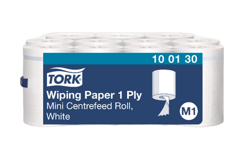 Product foto van Tork® M1 Wiping Poetspapier Mini Rol Centerfeed 11 rollen Wit (100130)