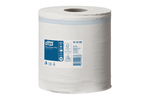 Product foto van Tork® M2 Basic Centerfeed Poetspapier Multifunctioneel papier 6x160m Wit (121206)
