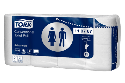 Product foto van Tork® T4 Traditioneel Toiletpapier 2-laags 64x250 vellen Advanced Wit (110767)