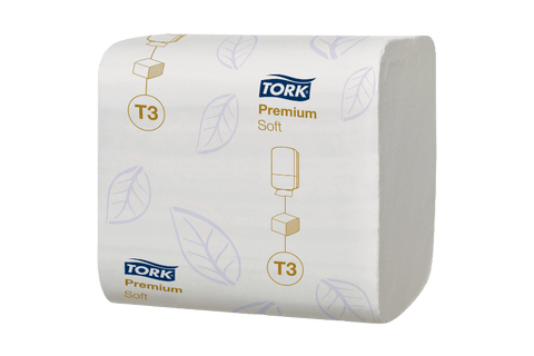 Product foto van Tork® T3 Zacht Gevouwen Toiletpapier 2-laags 30x252 vellen Wit Premium (114273)