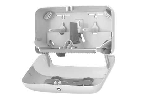 Product foto van Tork OptiServe® T7 Dispenser voor 2 Rollen Hulsloos Toiletpapier Elevation-lijn Wit 558060