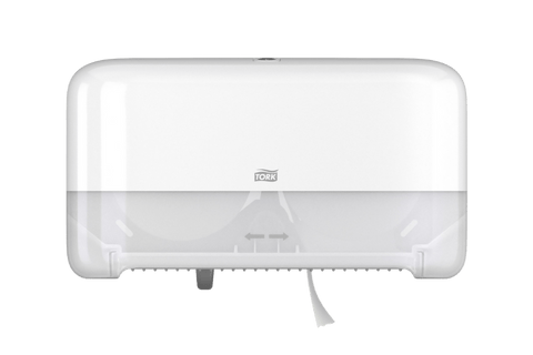 Product foto van Tork OptiServe® T7 Dispenser voor 2 Rollen Hulsloos Toiletpapier Elevation-lijn Wit 558060