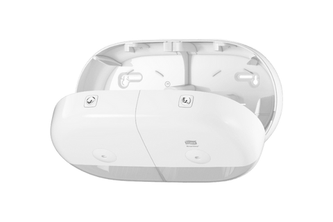 Product foto van Tork SmartOne® T9 Mini Twin Toiletpapier Dispenser Wit (682000)