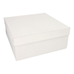 Product foto van 10 Kartonnen gebaksdozen met deksel hoekig 30 cm x 30 cm x 13 cm wit