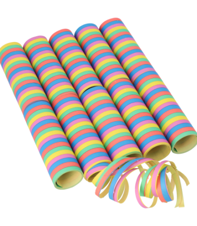 Product foto van 10 Serpentines 4 m "Stripes" brandvertagend
