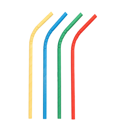 Product foto van 100 Drinkrietjes Papier Ø 6 mm · 20 cm assorti kleuren flexibel