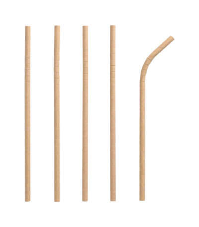 Product foto van 100 Drinkrietjes Papier "pure" Ø 6 mm · 20 cm bruin flexibel