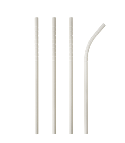 Product foto van 100 Drinkrietjes Papier "pure" Ø 6 mm · 20 cm wit flexibel