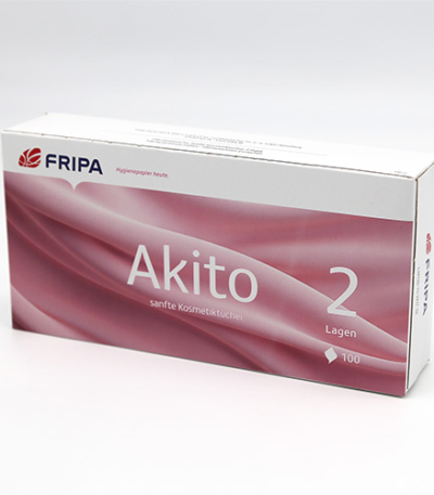 Product foto van 100 Make-up doekjes V-vouw 20 cm x 21 cm wit "akito" 2-laags