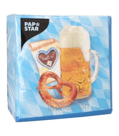 Product foto van 100 Servetten 3-laags 1/4 vouw 33 cm x 33 cm "Bavaria"