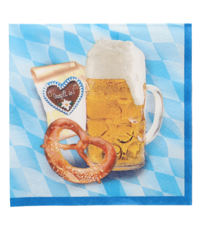 Product foto van 100 Servetten 3-laags 1/4 vouw 33 cm x 33 cm "Bavaria"