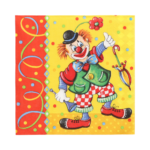 Product foto van 100 Servetten 3-laags 1/4 vouw 33 cm x 33 cm "Clown"
