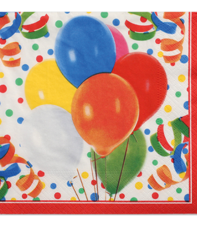 Product foto van 100 Servetten 3-laags 1/4 vouw 33 cm x 33 cm "Lucky Balloons"