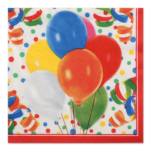 100 Servetten 3-laags 1/4 vouw 33 cm x 33 cm "Lucky Balloons" Product foto van 100 Servetten 3-laags 1/4 vouw 33 cm x 33 cm "Lucky Balloons"