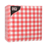 Product foto van 100 Servetten 3-laags 1/4 vouw 33 cm x 33 cm rood "Vichy Karo"