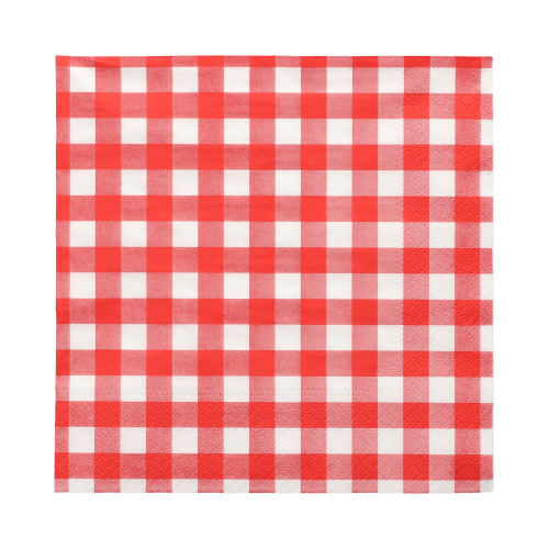 100 Servetten 3-laags 1/4 vouw 33 cm x 33 cm rood "Vichy Karo" Product foto van 100 Servetten 3-laags 1/4 vouw 33 cm x 33 cm rood "Vichy Karo"