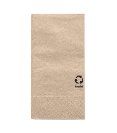 Product foto van 100 Servetten 3-laags 1/8 vouw 33 cm x 33 cm natuur gemaakt van gerecycled papier