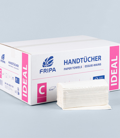 Product foto van 120 Blad Handdoekjes C-vouw 50 cm x 25 cm wit 1-laags