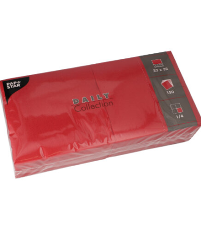 Product foto van 150 Servetten "DAILY Collection" 1/4 vouw 32 cm x 32 cm bordeaux