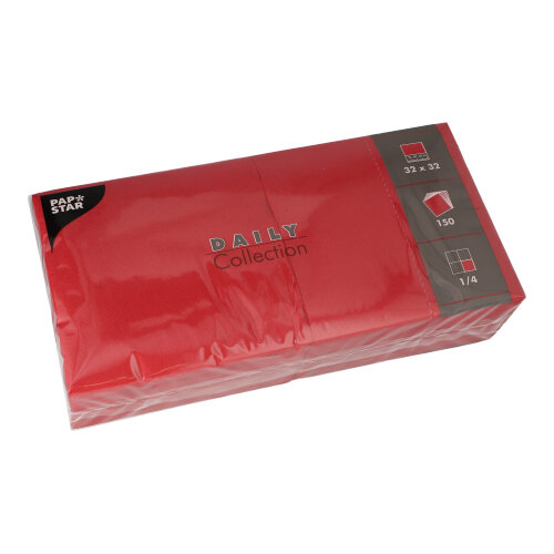 150 Servetten "DAILY Collection" 1/4 vouw 32 cm x 32 cm bordeaux Product foto van 150 Servetten "DAILY Collection" 1/4 vouw 32 cm x 32 cm bordeaux