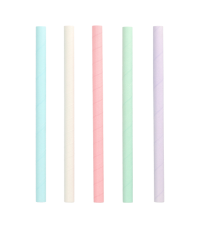 Product foto van 200 Bubble Tea Drinkrietjes Papier Ø 12 mm · 20 cm assorti kleuren
