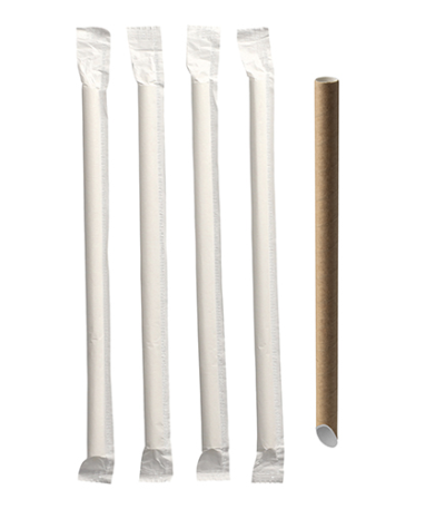 Product foto van 200 Bubble Tea Drinkrietjes Papier "pure" Ø 12 mm · 20 cm bruin enkel verpakt