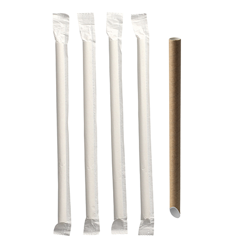 Product foto van 200 Bubble Tea Drinkrietjes Papier "pure" Ø 12 mm · 20 cm bruin enkel verpakt