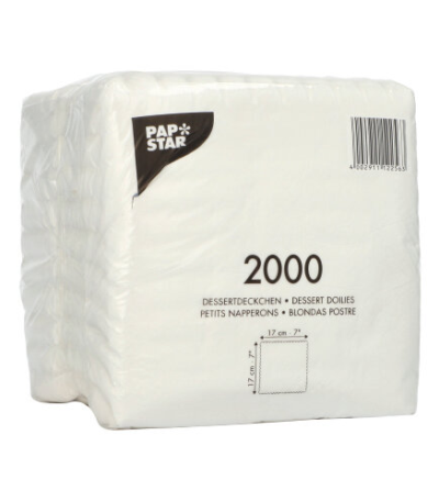 Product foto van 2000 Dessertdekjes 17 cm x 17 cm wit