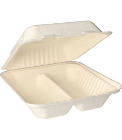 Product foto van 25 Menuboxen suikerriet "pure" 2-vaks 7