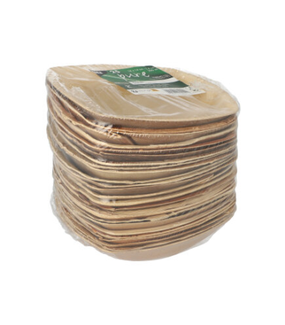 Product foto van 25 Schalen Palmblad "pure" 200 ml 4 cm x 14 cm x 14 cm natuur "QUADRATO"