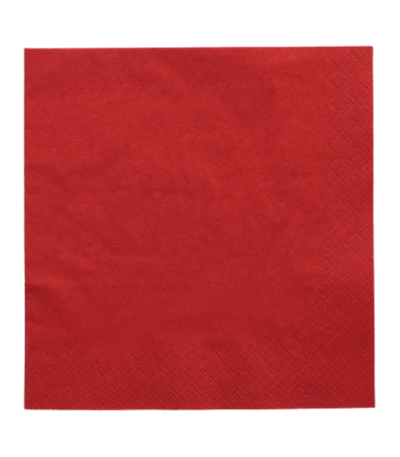 Product foto van 250 Servetten 3-laags 1/4 vouw 33 cm x 33 cm bordeaux