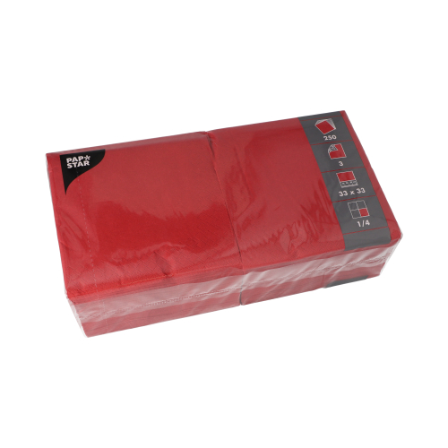 250 Servetten 3-laags 1/4 vouw 33 cm x 33 cm bordeaux Product foto van 250 Servetten 3-laags 1/4 vouw 33 cm x 33 cm bordeaux