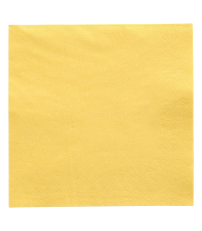 Product foto van 250 Servetten 3-laags 1/4 vouw 33 cm x 33 cm geel
