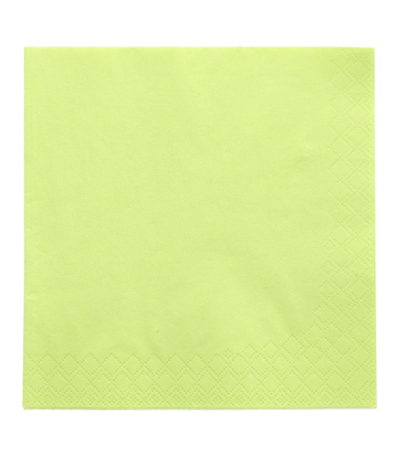 Product foto van 250 Servetten 3-laags 1/4 vouw 33 cm x 33 cm lime