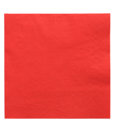Product foto van 250 Servetten 3-laags 1/4 vouw 33 cm x 33 cm rood