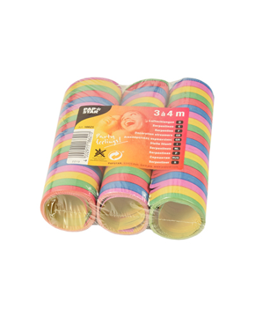 Product foto van 3 Serpentines 4 m "Stripes" brandvertagend