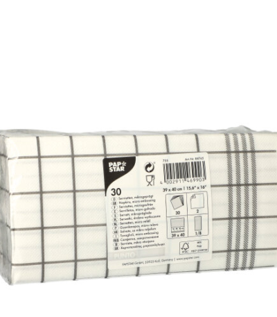 2-laags "PUNTO" 1/8 vouw 39 cm x 40 cm grijs "Kitchen Towel"