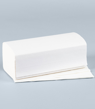 Product foto van 3200 Blad Handdoekjes V-vouw 23 cm x 25 cm wit "Comfort" 2-laags (20x160)