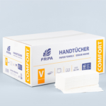 Product foto van 3200 Blad Handdoekjes V-vouw 23 cm x 25 cm wit "Comfort" 2-laags (20x160)