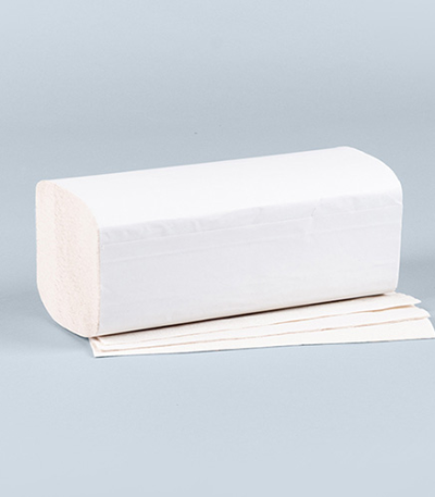 Product foto van 3200 Blad Handdoekjes V-vouw 23 cm x 25 cm wit "Eco" 2-laags (20x160)