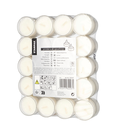 Product foto van 40 Theelichten Ø 38 mm · 19 mm wit in behuizing van polycarbonaat