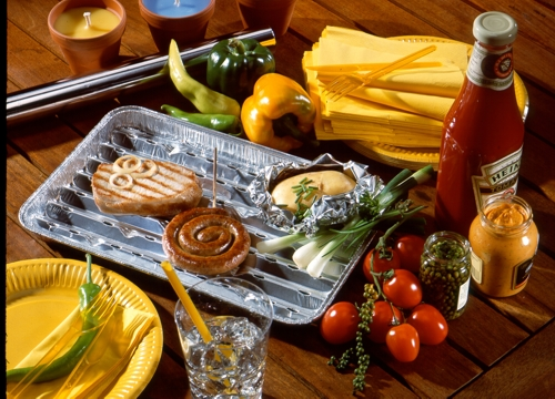 Product foto van 5 Aluminium BBQ schalen hoekig 2