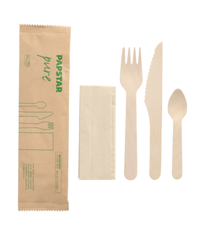 Product foto van 50 Besteksets Hout "pure" : Mes