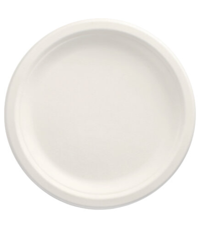 Product foto van 50 Borden van suikerriet "pure" 1-vaks Ø 23 cm · 2 cm wit