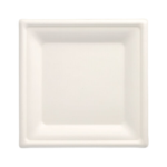 Product foto van 50 Borden van suikerriet "pure" hoekig 20 cm x 20 cm wit