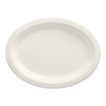 Product foto van 50 Borden van suikerriet "pure" ovaal 26 cm x 20 cm x 2 cm wit