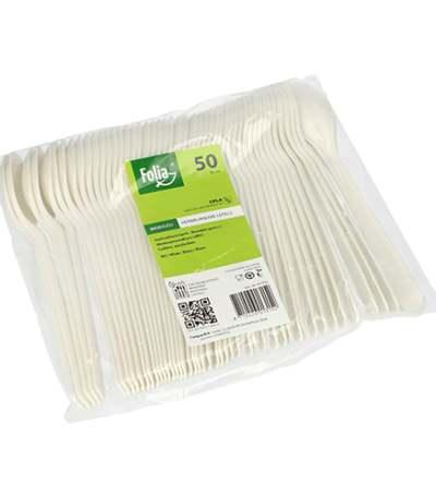 Product foto van 50 Lepels "Folia" C-PLA 19 cm wit